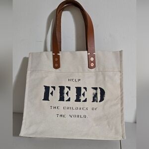Feed The Children Farmers Market Canvas Leather Strap Tote